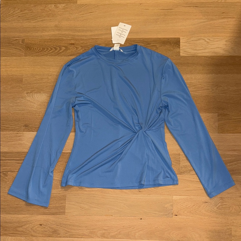 H&M Sky Blue Long Sleeve Twist-Detail Top